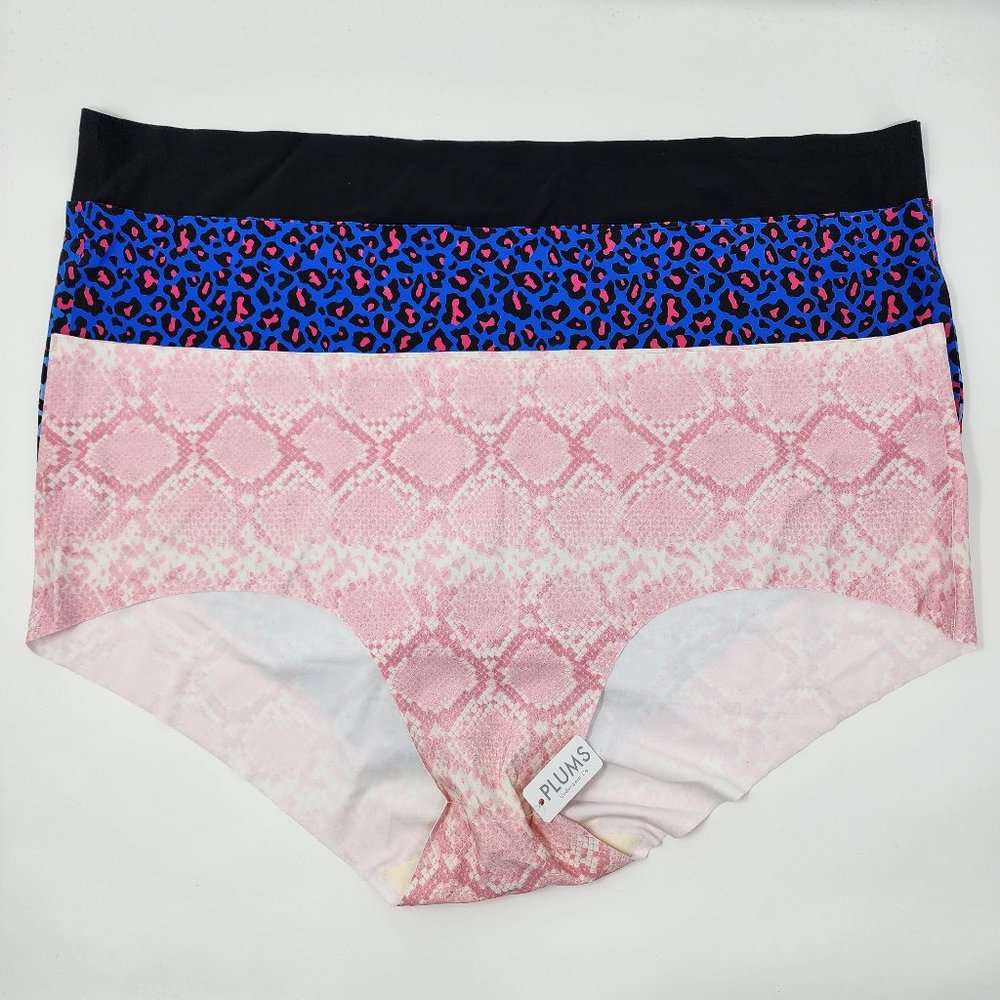 New PLUMS Underwear Co. Womens XXXL 3 Pack Laser-Cut Seamless Underwear Panties